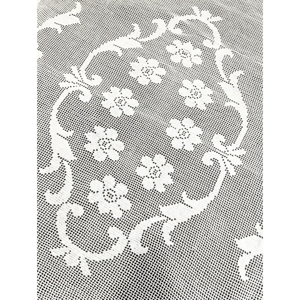 Handmade Crochet Floral Crochet Oval Tablecloth Size: 75